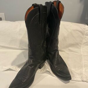 Lucchese Black Leather Women's Western Mid-Calf Boots